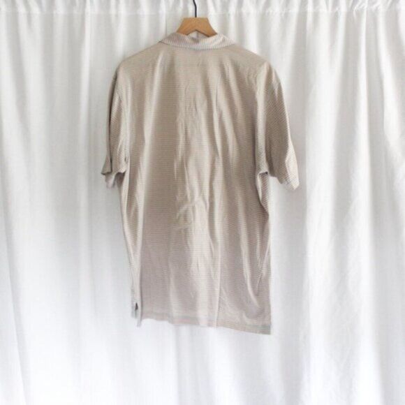 Men's Peter Millar Blue Orange White Striped Short Sleeve Cotton Golf Polo Large - Picture 3 of 4